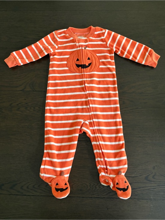 Carter's Other - 🎃 Carter's Orange and White Striped Pumpkin Fleece Footie 🎃